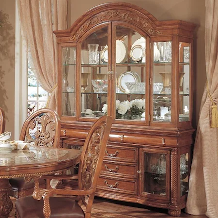 China Cabinet with Arched Top and Glass Shelves